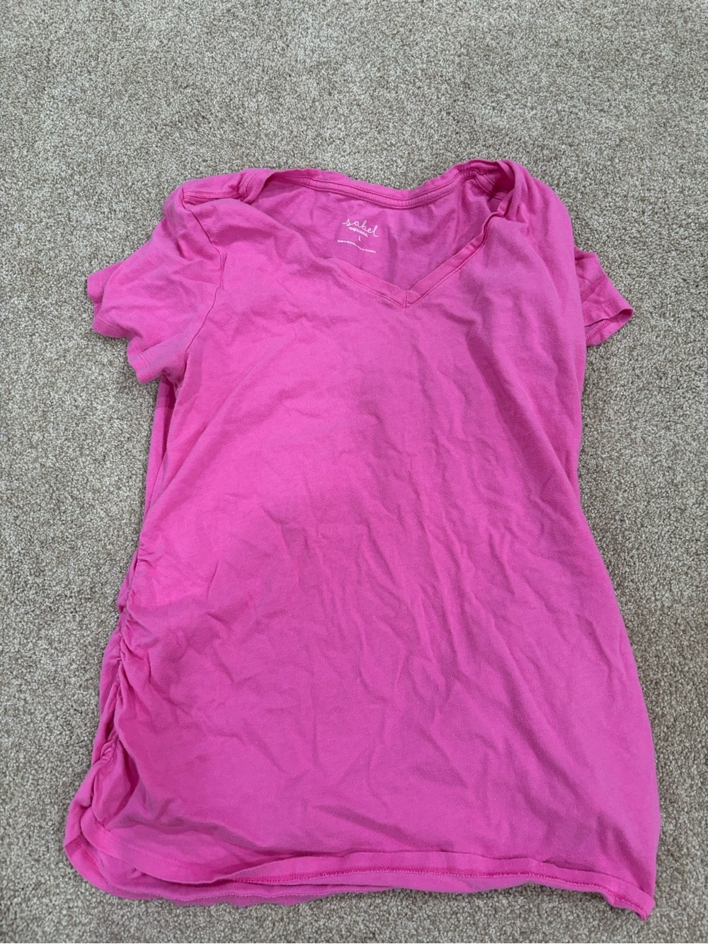 Lot of 3 Maternity tee shirts large pink brown white red white short sleeve